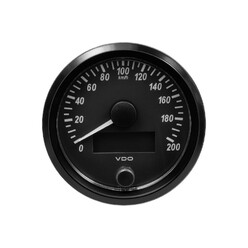 Compteur-Vitesse 200 km/h - VDO Singleviu - fond noir - diamètre 80mm
